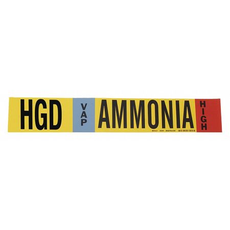 BRADY Ammonia Pipe Marker, HGD, 1 to 2-1/2In, PK4 90425