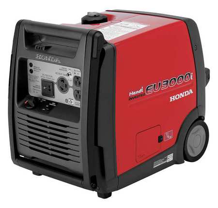 Honda Portable Inverter Generator, Gasoline, 2,600 W Rated, 3,000 W Surge, Recoil Start, 25 A EU3000IH1A