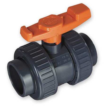 Gf Piping Systems 1-1/4" Socket PVC Ball Valve Inline True Union 161375005