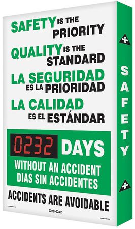 Accuform Safety Record Signs, 29 x 20In, AL SBSCK117