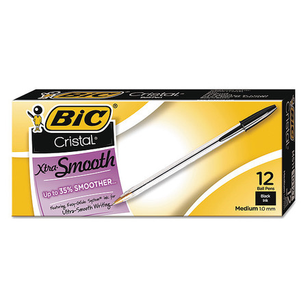 BIC Stick Ballpoint Pen, Medium 1.0 mm, Black PK12 BICMS11BK