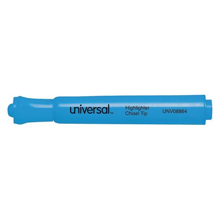 Universal Highlighter, Chisel Tip, Fluorescent Blue PK12 UNV08864