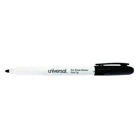 UNIVERSAL Dry Erase Marker, Fine Tip, Black PK12 UNV43671