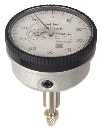 MITUTOYO Dial Indicator, 0 to 5mm, 0-100 1160A