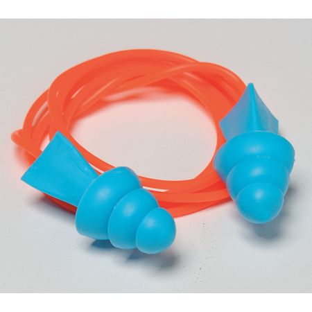 Tasco Tri-Grip Reusable Rubber Vinyl Ear Plugs, Flanged Shape, 27 dB, Blue, 1 PR 100-09020