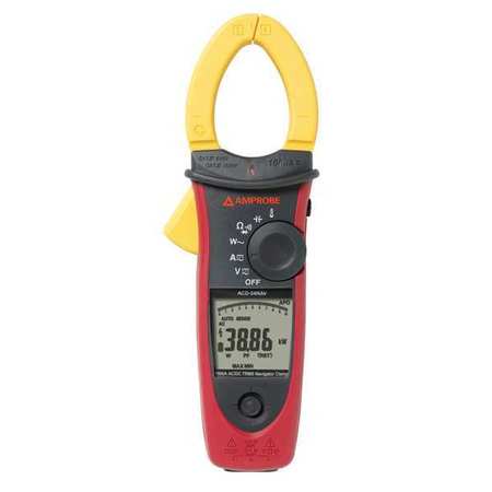 AMPROBE Clamp-On Power Meter, LCD, 1,000 kW, 1,000 A, Cat IV 600V, Cat III 1000V Safety Rating ACDC-54NAV