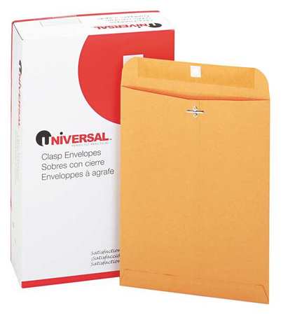UNIVERSAL Envelope, 9 x 12, Clasp, Brown, PK100 UNV35264