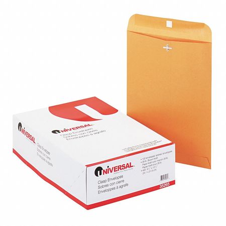 UNIVERSAL Envelope, 9-1/2 x 12-1/2, Clasp, Brwn, PK100 UNV35265