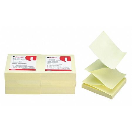 UNIVERSAL ONE Pop-Up Note Refills, 3 x 3, Yellow, PK12 UNV35664