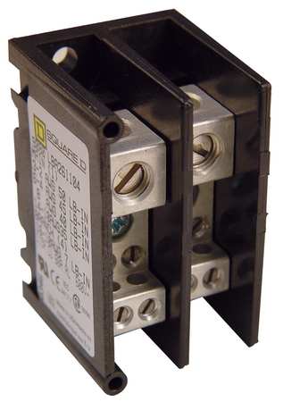 SQUARE D Pwr Dist Block, 350A, 1P, 2/0-10 AWG, 600V 9080LBC163206