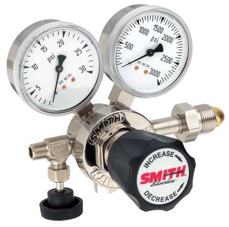 SMITH EQUIPMENT Specialty Gas Regulator, Single Stage, CGA-580, 15 psi, Use With: Inert, Non-Corrosive 110-2009