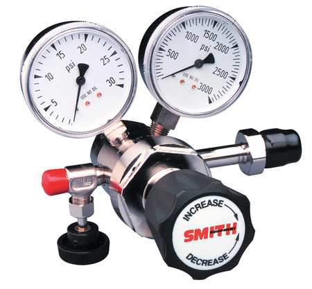 SMITH EQUIPMENT Specialty Gas Regulator, Two Stage, CGA-580, 100 psi, Use With: Inert, Non-Corrosive 122-2009