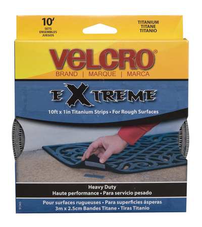 Velcro Brand Reclosable Fastener Shapes, Rubber Adhesive, 10 ft, 1 in Wd, Gray 91365