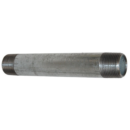 Zoro Select 3/4" MNPT x 2" TBE Galvanized Steel Pipe Nipple Sch 40 6P806