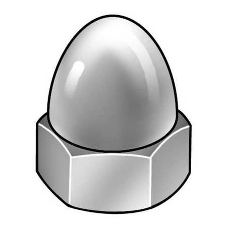 Zoro Select Standard Crown Cap Nut, 1/4"-20, 18-8 Stainless Steel, Plain, 15/32 in H, 25 PK CPB022