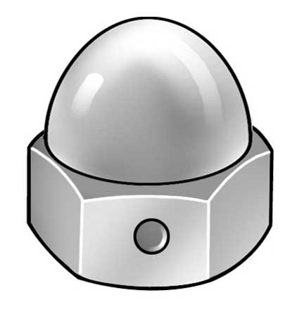 Zoro Select Cap Nut, 5/8"-11, 18-8 Stainless Steel, Plain, 1 in H CPB038