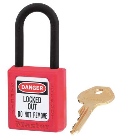MASTER LOCK Lockout Padlock, KA, Red, 1-3/4"H, PK3, Key Type: Alike 406KAS3RED
