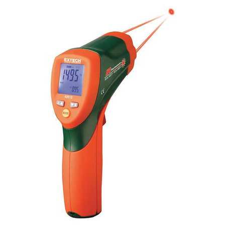 EXTECH Infrared Thermometer, Backlit LCD, -58 Degrees  to 1832 Degrees F, Convergence Laser Sighting 42512-NIST