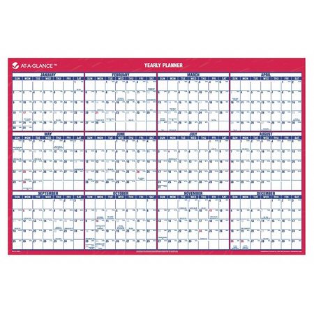 At-A-Glance 24 x 36" Yearly Wall Calendar, Blue/Red AAGPM2628