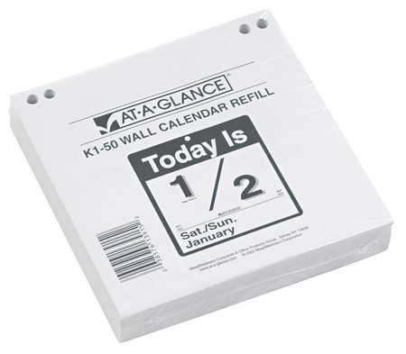 AT-A-GLANCE 6-5/8 x 9-1/8" Wall Calendar Refill, White Pages AAGK150