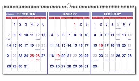 At-A-Glance 23-1/2 x 12" 3 Month Wall Calendar, White AAGPM1428