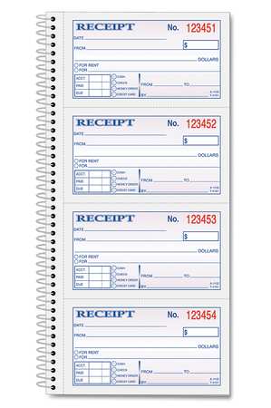 Tops Money/Rent Receipt Spiral Book, 2-3/4 TOP4161