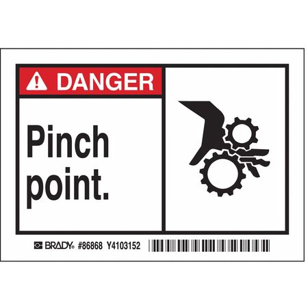 BRADY Machine/Equipment Label, PK5, 86868 86868