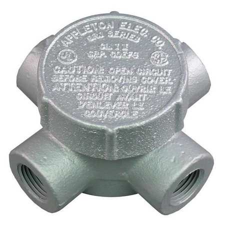 APPLETON ELECTRIC Conduit Outlet Body, Iron, X, 1/2 In. GRJX50