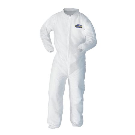 Kimberly-Clark Collared Disposable Coveralls, 25 PK, White, SMMMS, Zipper 10636