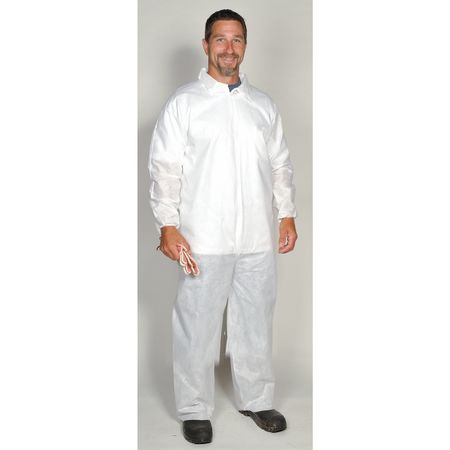 Kimberly-Clark Collared Disposable Coveralls, 25 PK, White, SMMMS, Zipper 10636