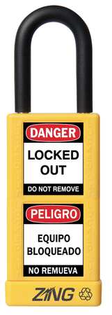 ZING Lockout Padlock, KD, Yellow, 3"H 7078