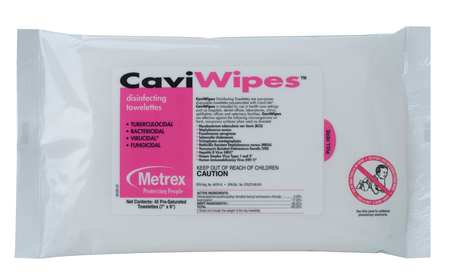 CAVIWIPES Disinfecting Wipes, White, Soft Pack, 45 Wipes, 9 in x 7 in, Alcohol 13-1224