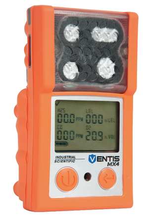 INDUSTRIAL SCIENTIFIC Multi-Gas Detector, 20 hr Battery Life, Orange VTS-K1232101101