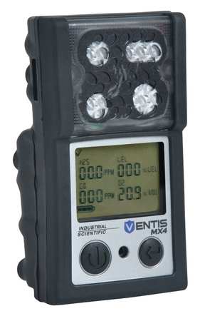 INDUSTRIAL SCIENTIFIC Multi-Gas Detector, 20 hr Battery Life, Black VTS-K1232100101