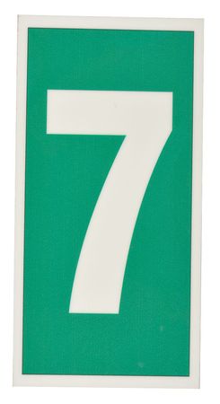 Accuform Number Sign, 6 x 3In, GRN/Glow WHT, 7, ENG, MLMR307GE MLMR307GE