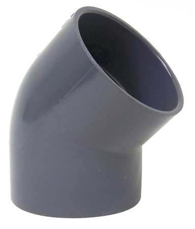 PLASTIC SUPPLY 45 Degree Elbow, 4 in Duct Dia, Type I PVC, 7-1/8" L PVCED04