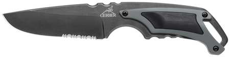 Gerber Fixed Blade Knife, 3-13/32 In, Blk, Sheath 31-000367