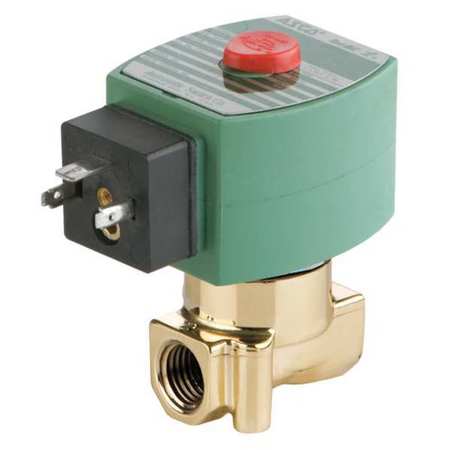 REDHAT 110/50, 120/60 Brass Solenoid Valve, Normally Closed, 1/4 in Pipe Size 8262H208LF 120/60, 110/50