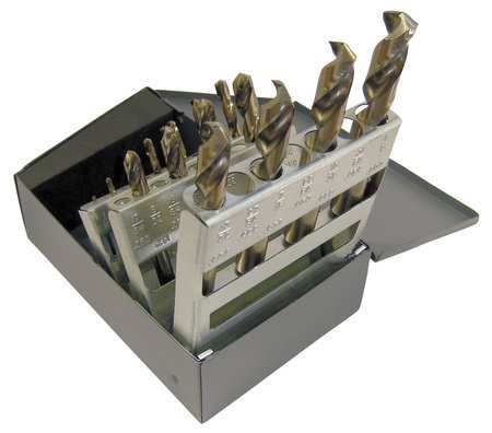 CHICAGO-LATROBE 15PC 135° Heavy-Duty Cobalt Screw Machine Drill Set Chicago-Latrobe 559 Straw HSS-CO  1/16-1/2x1/32 69856