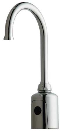 CHICAGO FAUCET Sensor Single Hole Mount, 1 Hole Gooseneck Bathroom Faucet, Polished chrome WWG116.431.AB.1T