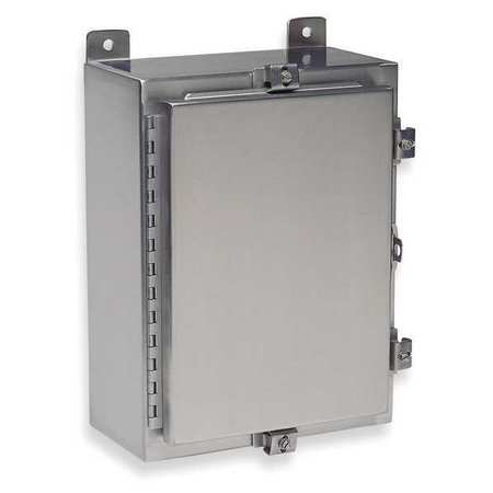 WIEGMANN 304 Stainless Steel Enclosure, 16 in H, 12 in W, 8 in D, 12, 3R, 4, 4X, Hinged SSN4161208