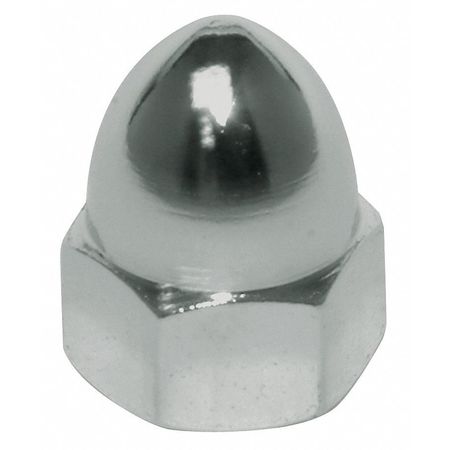 Zoro Select High Crown Cap Nut, #8-32, Steel, Plain, 27/64 in H, 10 PK CPB102