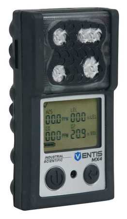 INDUSTRIAL SCIENTIFIC Multi-Gas Detector, 12 hr Battery Life, Black VTS-K1231100101