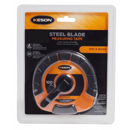 Keson 100 ft Tape Measure, 3/8 in Blade ST18100Y