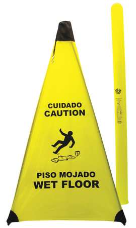 NOVUS PRODUCTS Soft Safety Sign, 31 in Height, 18 in Width, Nylon, Triangle, English, Spanish PC131