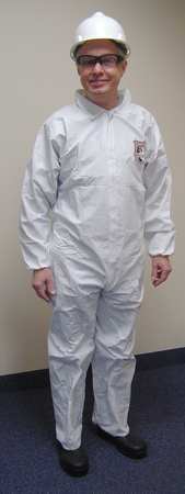 INTERNATIONAL ENVIROGUARD Collared Disposable Coveralls, 25 PK, White, Microporous Fabric, Zipper 8013-2XL