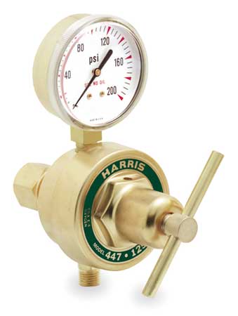 HARRIS Gas Regulator, Single Stage, 1/4 in FNPT, 0 to 125 psi, Use With: Oxygen 447-125-1/4 R