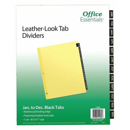 OFFICE ESSENTIALS Office Essentials Black Leather Tab Dividers, Language: English 7278211484
