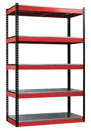 HALLOWELL Boltless Shelving Unit, 24"D x 48"W x 78"H, 5 Shelves, Steel FKR482478-5SE-BR-HT