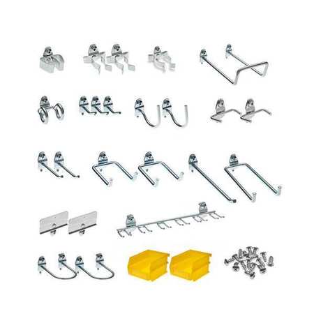 Triton Products 26 pc. Steel Pegboard Hook & Bin Assortment for 1/8 In. and 1/4 In. Pegboard (24 Asst Hooks & 2 Bins) 76901